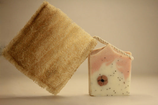 Pachet săculeț exfoliant din lufa si săpun natural