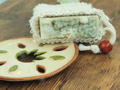 Pachet săpun natural Aloe Vera și săpunieră din ceramică @Fata cu Lut în Păr