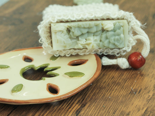Pachet săpun natural Aloe Vera și săpunieră din ceramică @Fata cu Lut în Păr