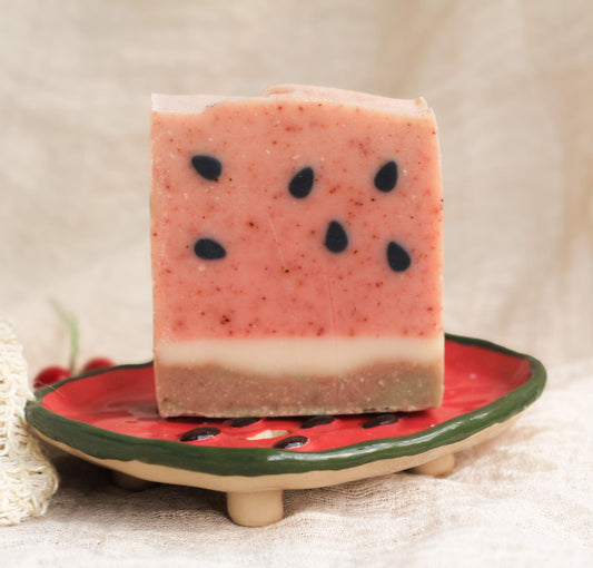 Pachet săpun natural Watermelon și săpunieră din ceramică @Fata cu Lut în Păr